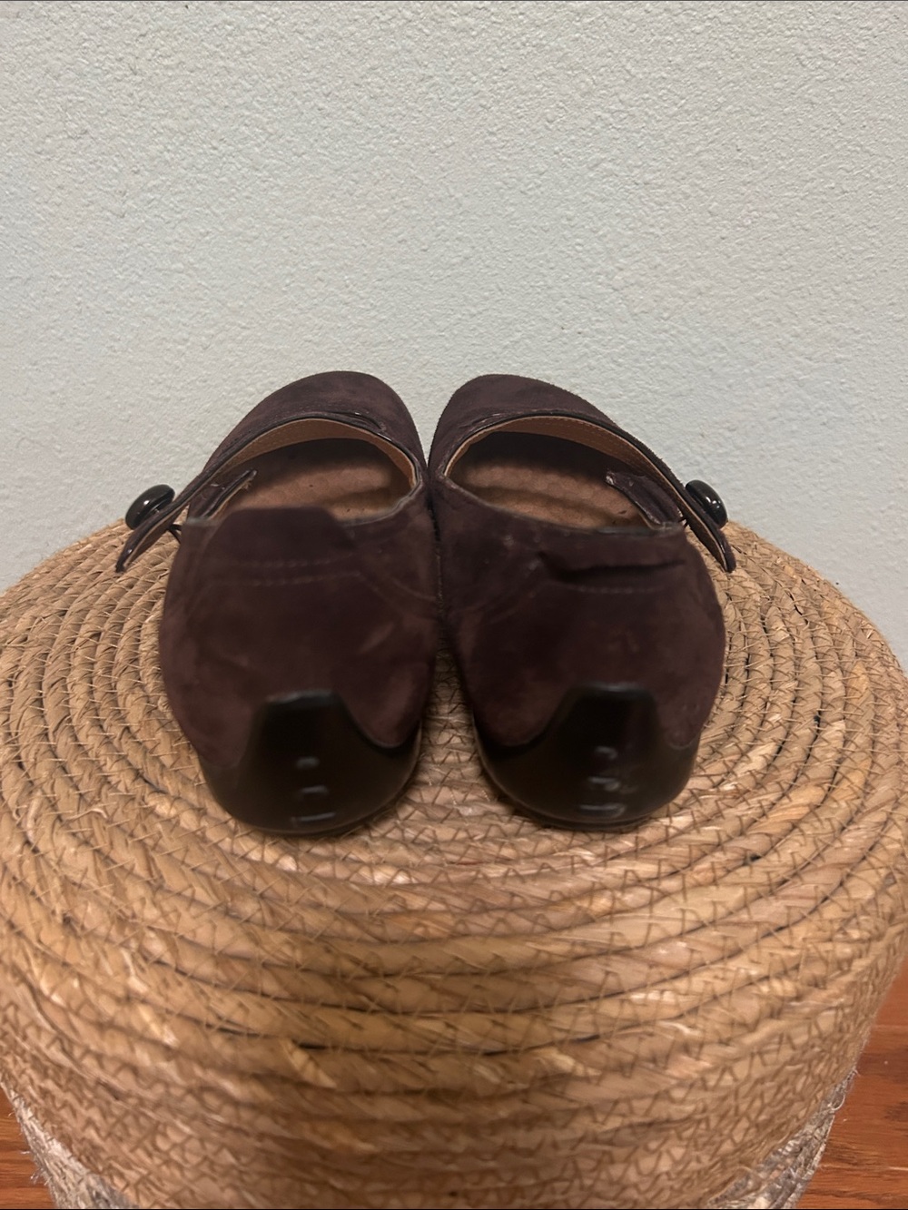 Clarks Privo Brown Suede Mary Jane Flats with Button Strap - Picture 4 of 6